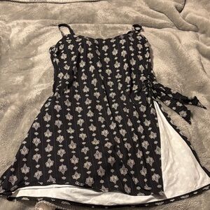 Lands' End Black and White Floral Beach Dress/ Swimsuit